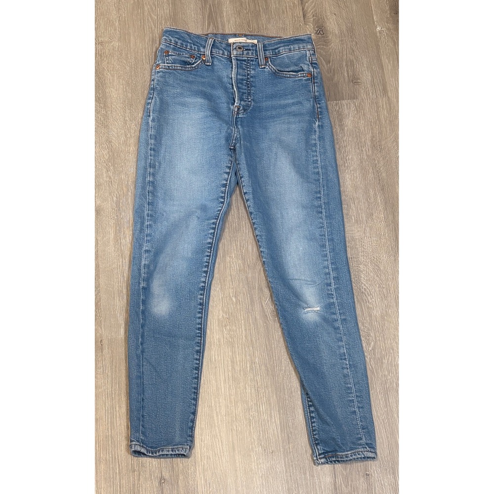 Levis Wedgie Skinny Jeans Medium Wash Blue High Rise Button Fly Sz W26 - Picture 1 of 7